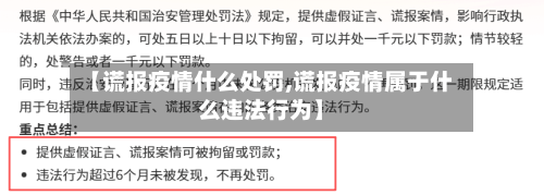 【谎报疫情什么处罚,谎报疫情属于什么违法行为】-第2张图片
